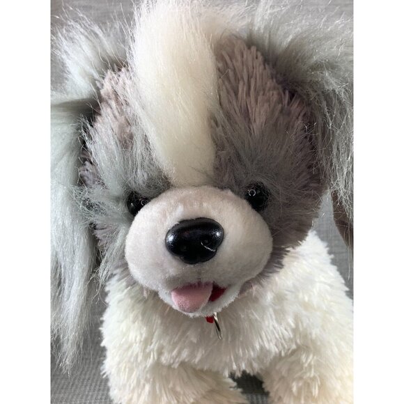 BAB Build a Bear Promise Pet Shih Tzu Puppy Plush Red Collar Gray White Dog - Picture 1 of 12